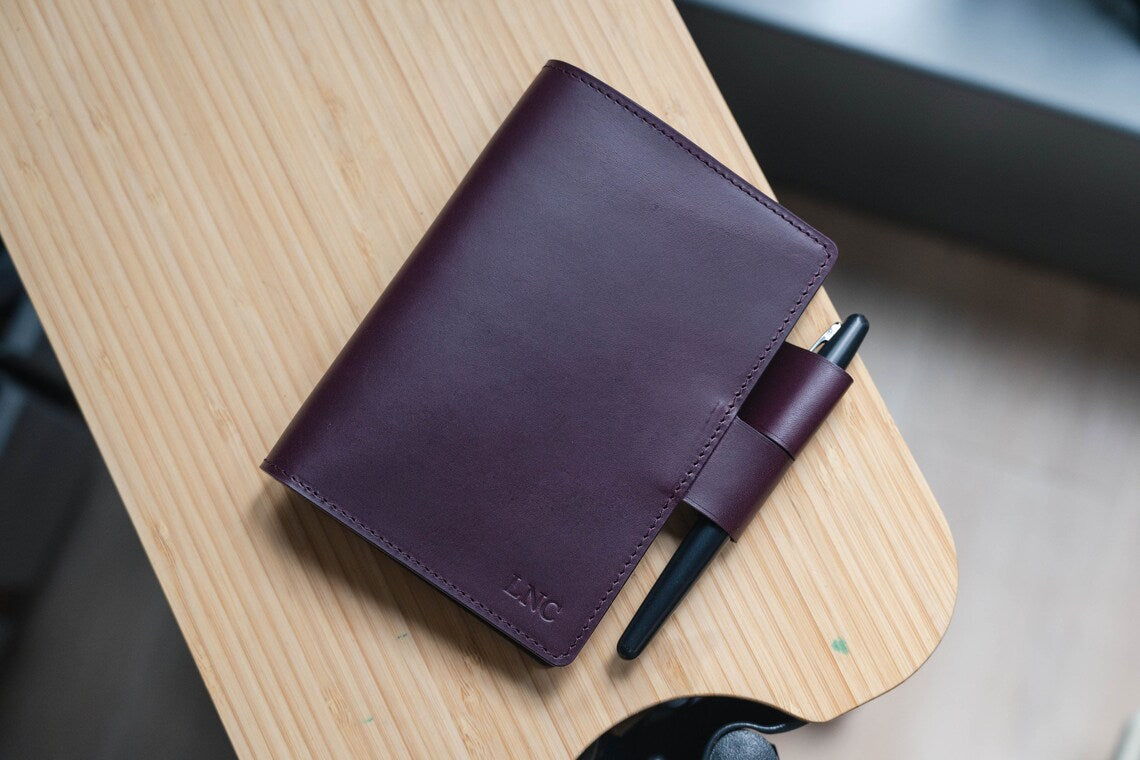 13 COLORS - A6/Hobonichi/Midori MD Buttero Leather Notebook Cover with interlocking pen loops