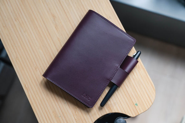 13 COLORS - A6/Hobonichi/Midori MD Buttero Leather Notebook Cover with interlocking pen loops