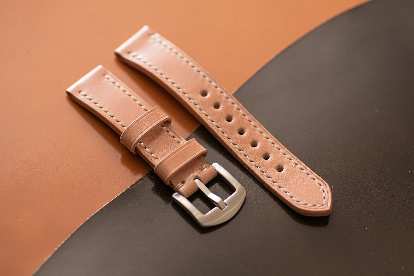 7 COLORS - Shell Cordovan Leather Tapered Basic Watch Strap (18, 20, 22 and 24 mm)