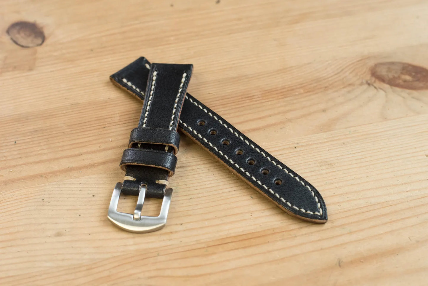 Bracelet de montre conique en cuir naturel (18, 20, 22 et 24 mm)