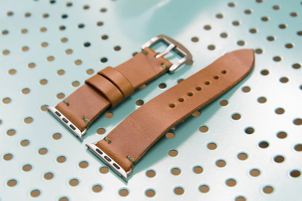 Bracelet de montre minimaliste en cuir naturel pour Apple Watch