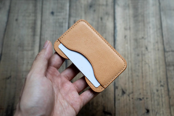Pebbled Leather 3-Pocket Leather Card Wallet