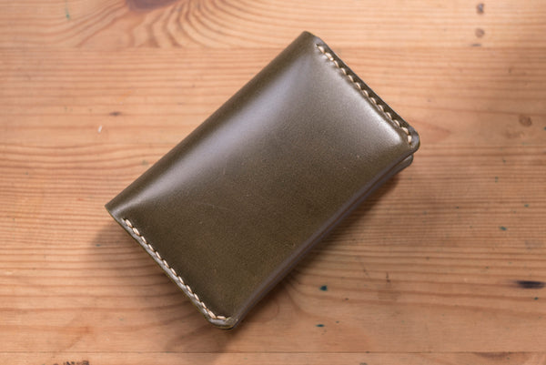 7 COLORS - Shell Cordovan Leather Folded Business Card Holder