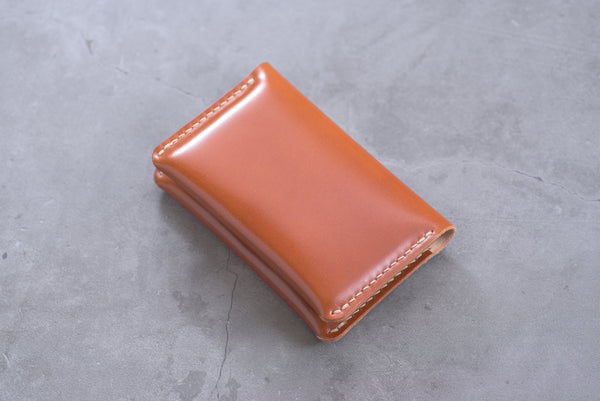 7 COLORS - Shell Cordovan Leather Folded Business Card Holder