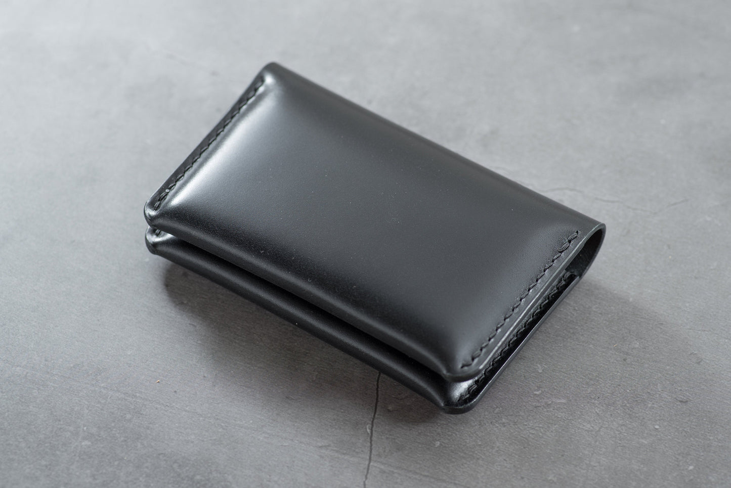 7 COLORS - Shell Cordovan Leather Folded Business Card Holder
