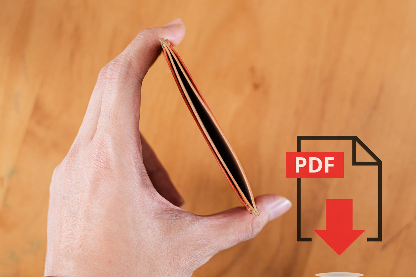 Modèle PDF n° 1 pour portefeuille porte-cartes en cuir à 3 compartiments - Patron numérique pour maroquinerie - Formats A4 et Lettre