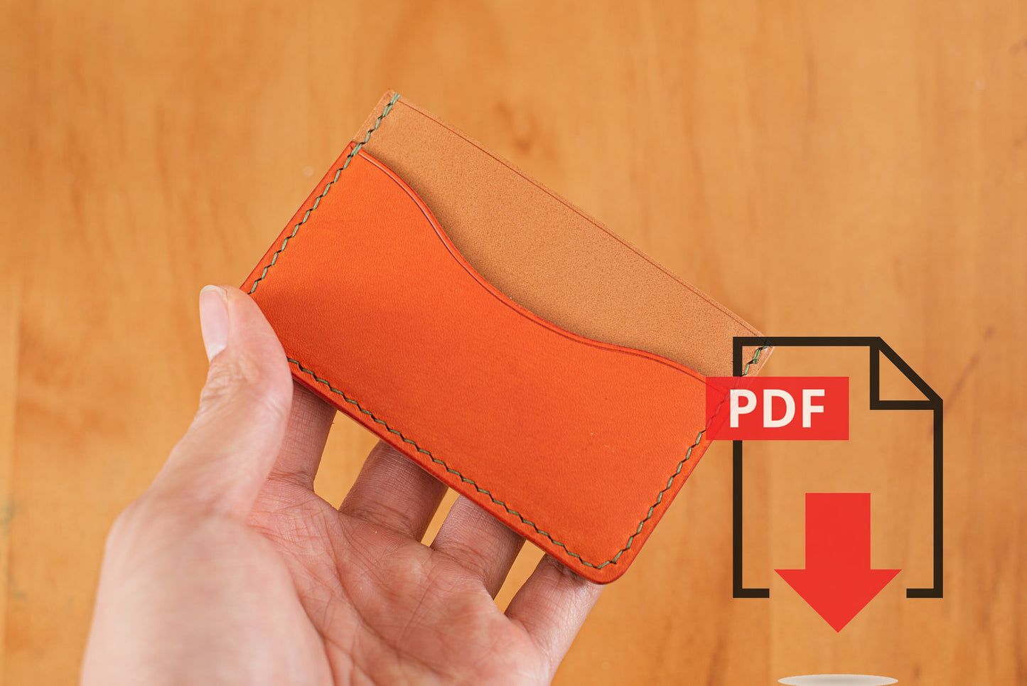 Modèle PDF n° 1 pour portefeuille porte-cartes en cuir à 3 compartiments - Patron numérique pour maroquinerie - Formats A4 et Lettre