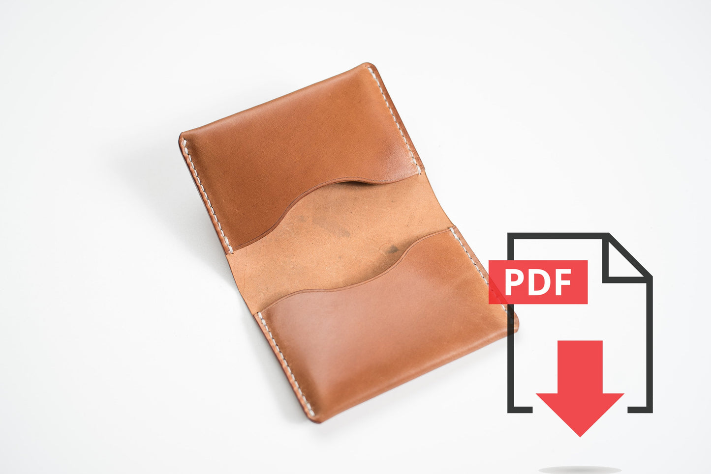 Modèle PDF n° 2 pour portefeuille porte-cartes plié en cuir - Patron numérique pour maroquinerie - Formats A4 et Lettre