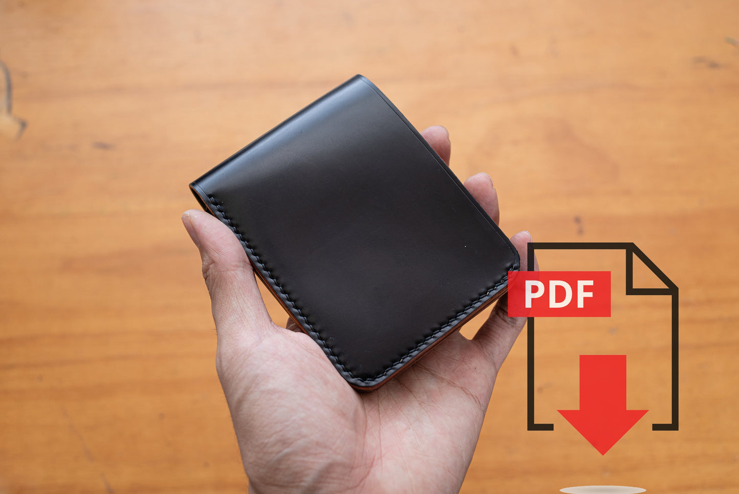 Minimalistisches Bi-fold Portemonnaie aus Leder, PDF-Vorlagenset Nr. 4 – Digitales Muster für die Lederverarbeitung – A4 und Letter Size