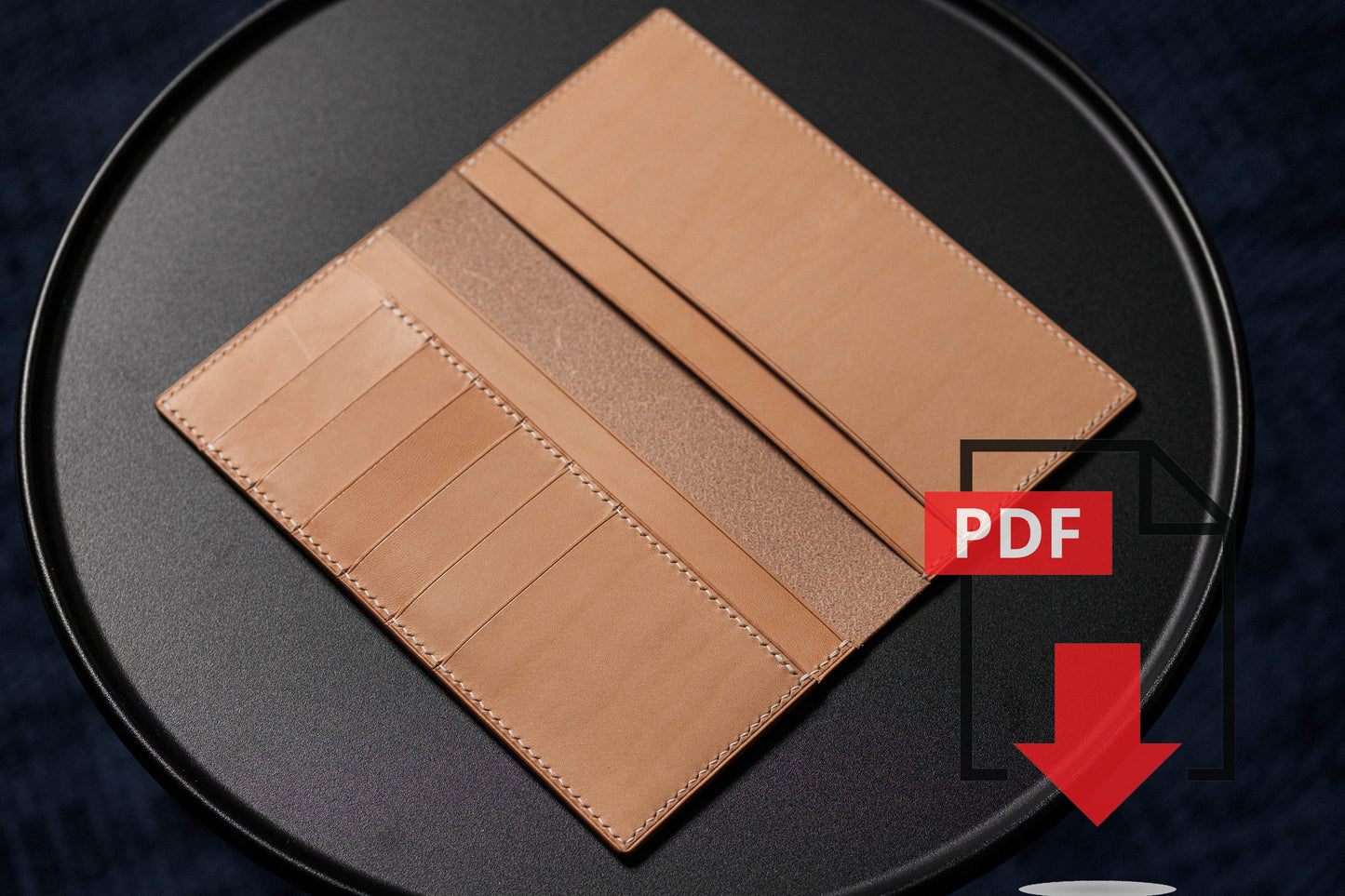 Modèle PDF de portefeuille long en cuir n° 8 - Patron numérique pour le travail du cuir - Formats A4 et Lettre