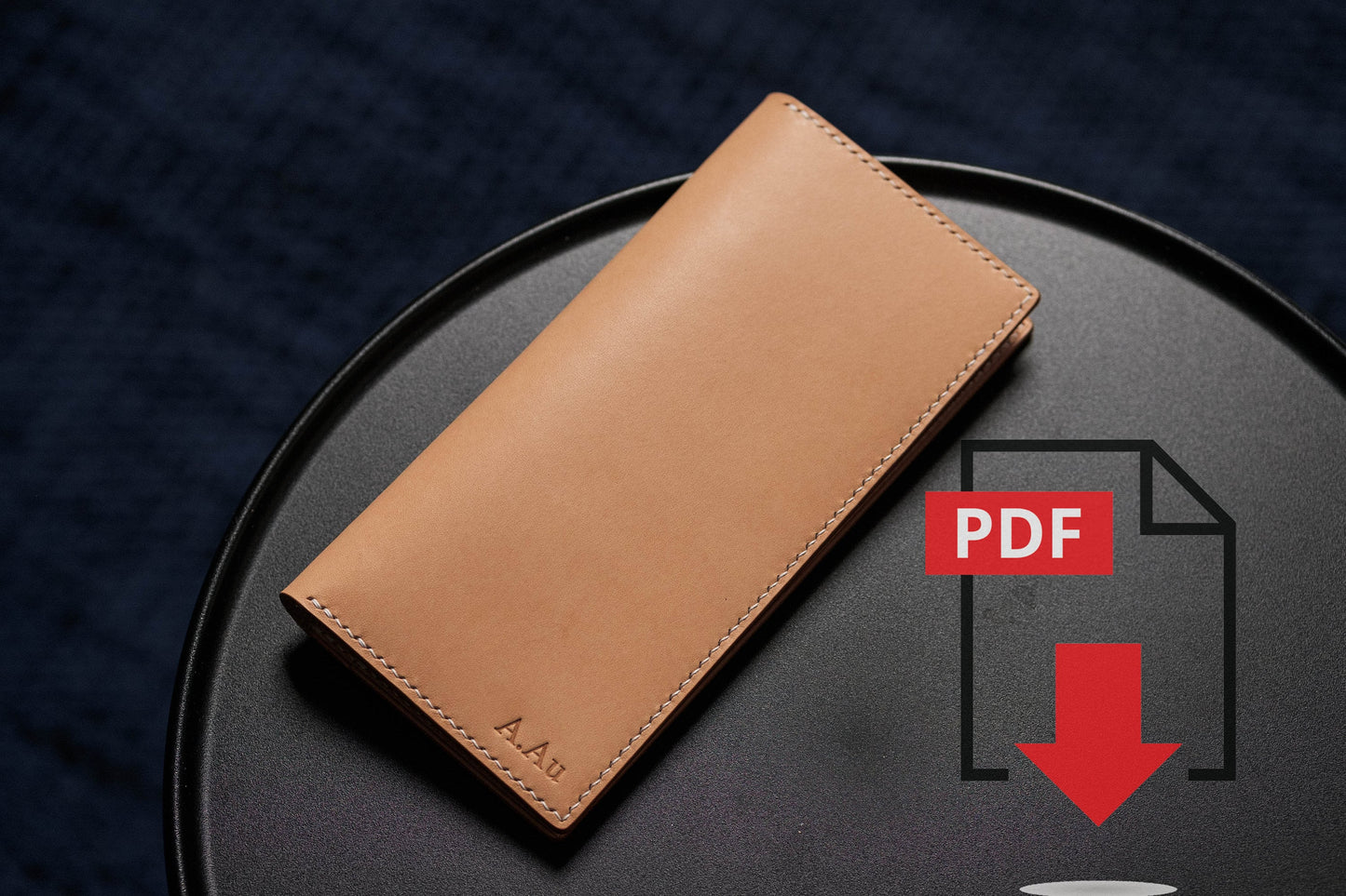 Modèle PDF de portefeuille long en cuir n° 8 - Patron numérique pour le travail du cuir - Formats A4 et Lettre