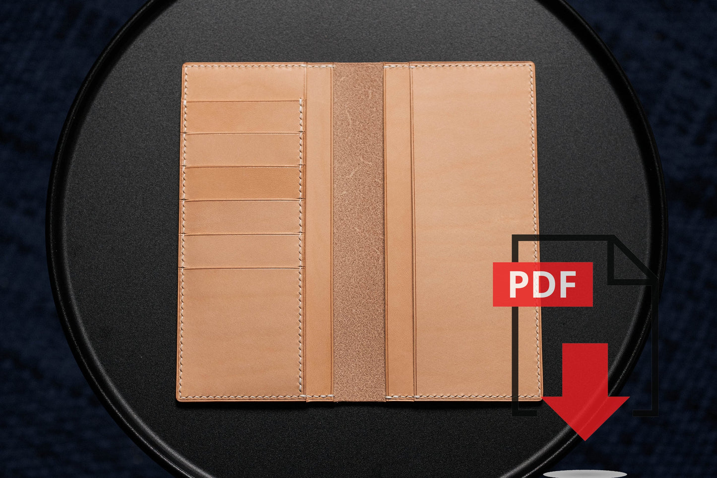 Modèle PDF de portefeuille long en cuir n° 8 - Patron numérique pour le travail du cuir - Formats A4 et Lettre