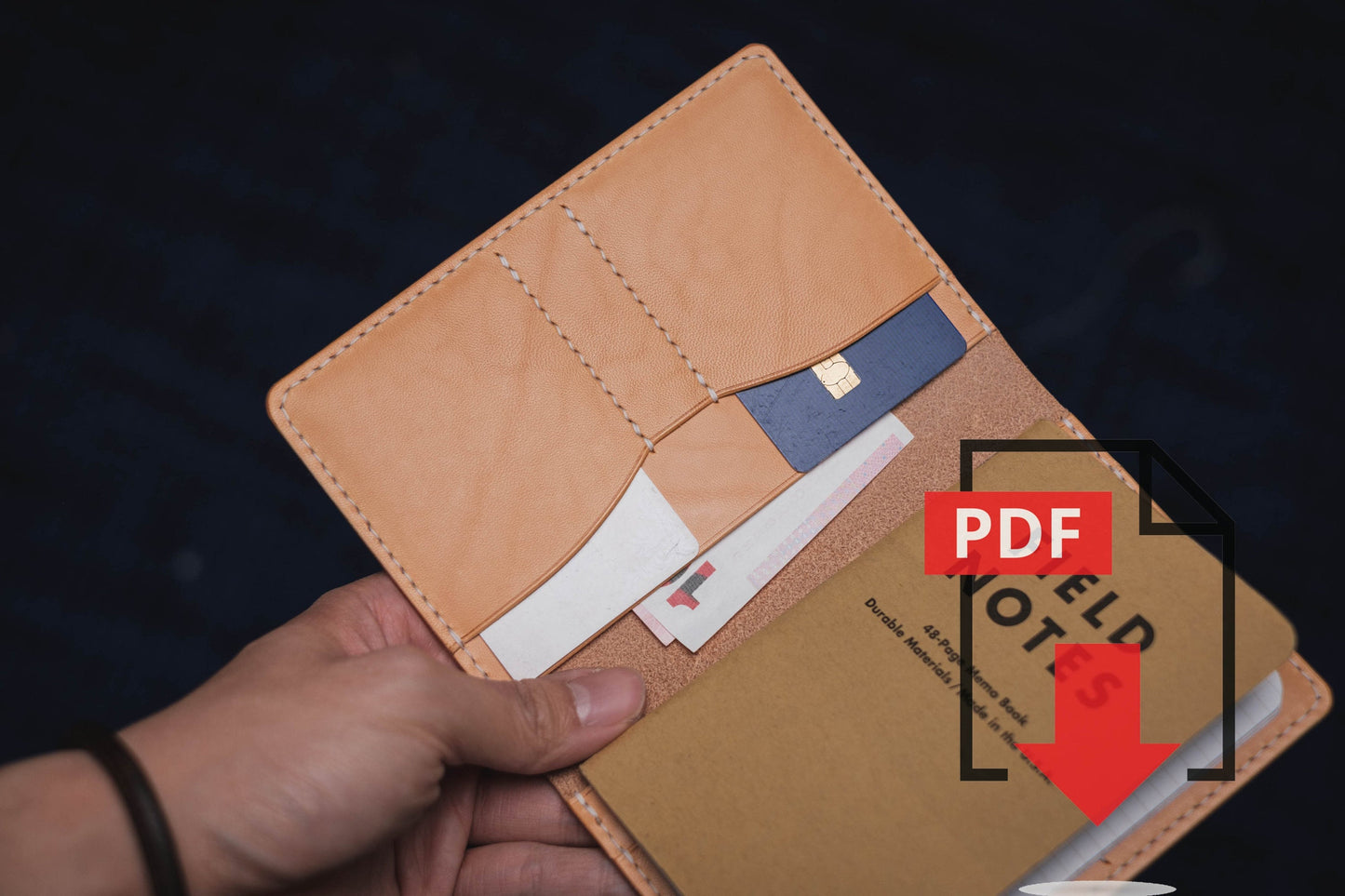 Modèle PDF pour carnet de notes en cuir n° 12 - Patron numérique pour le travail du cuir - Impression au format A4 et lettre