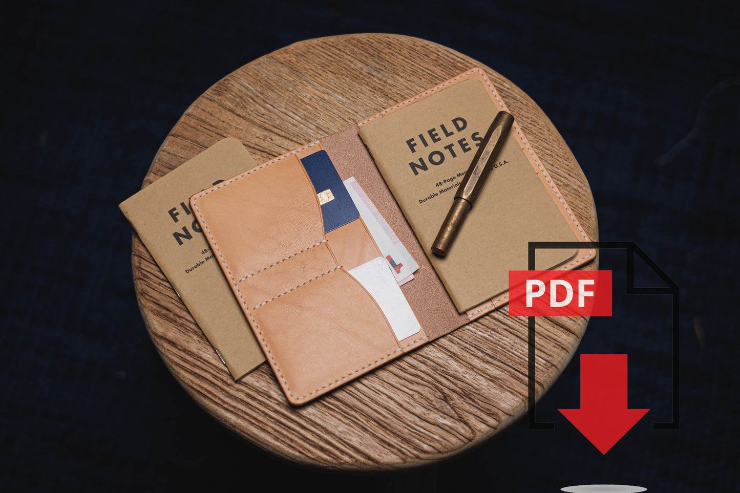 Modèle PDF pour carnet de notes en cuir n° 12 - Patron numérique pour le travail du cuir - Impression au format A4 et lettre