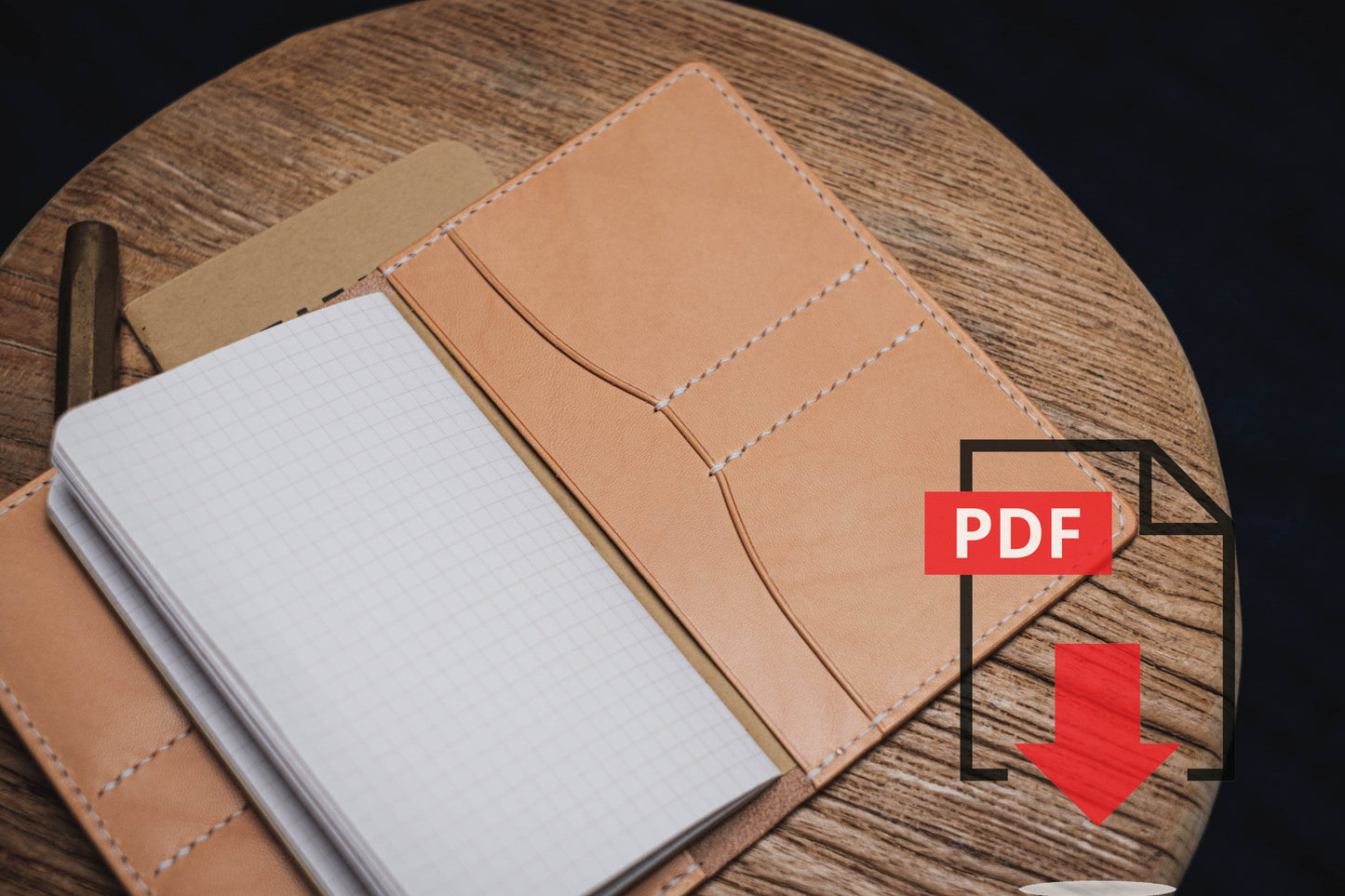 Modèle PDF pour carnet de notes en cuir n° 12 - Patron numérique pour le travail du cuir - Impression au format A4 et lettre