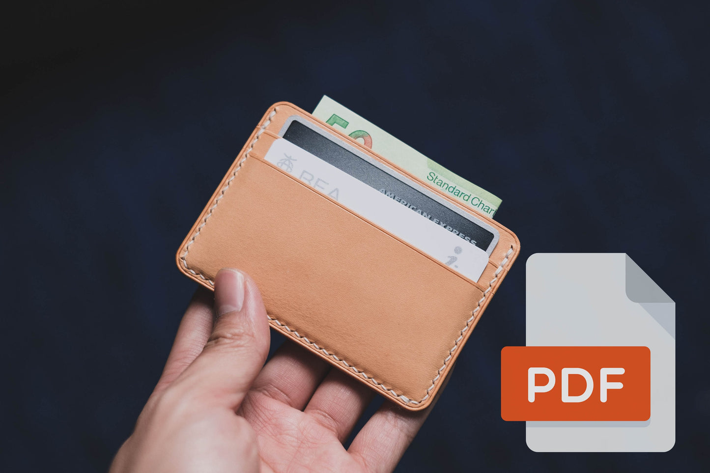 Modèle PDF n° 14 pour portefeuille porte-cartes d'identité en cuir - Patron numérique pour maroquinerie - Formats A4 et Lettre