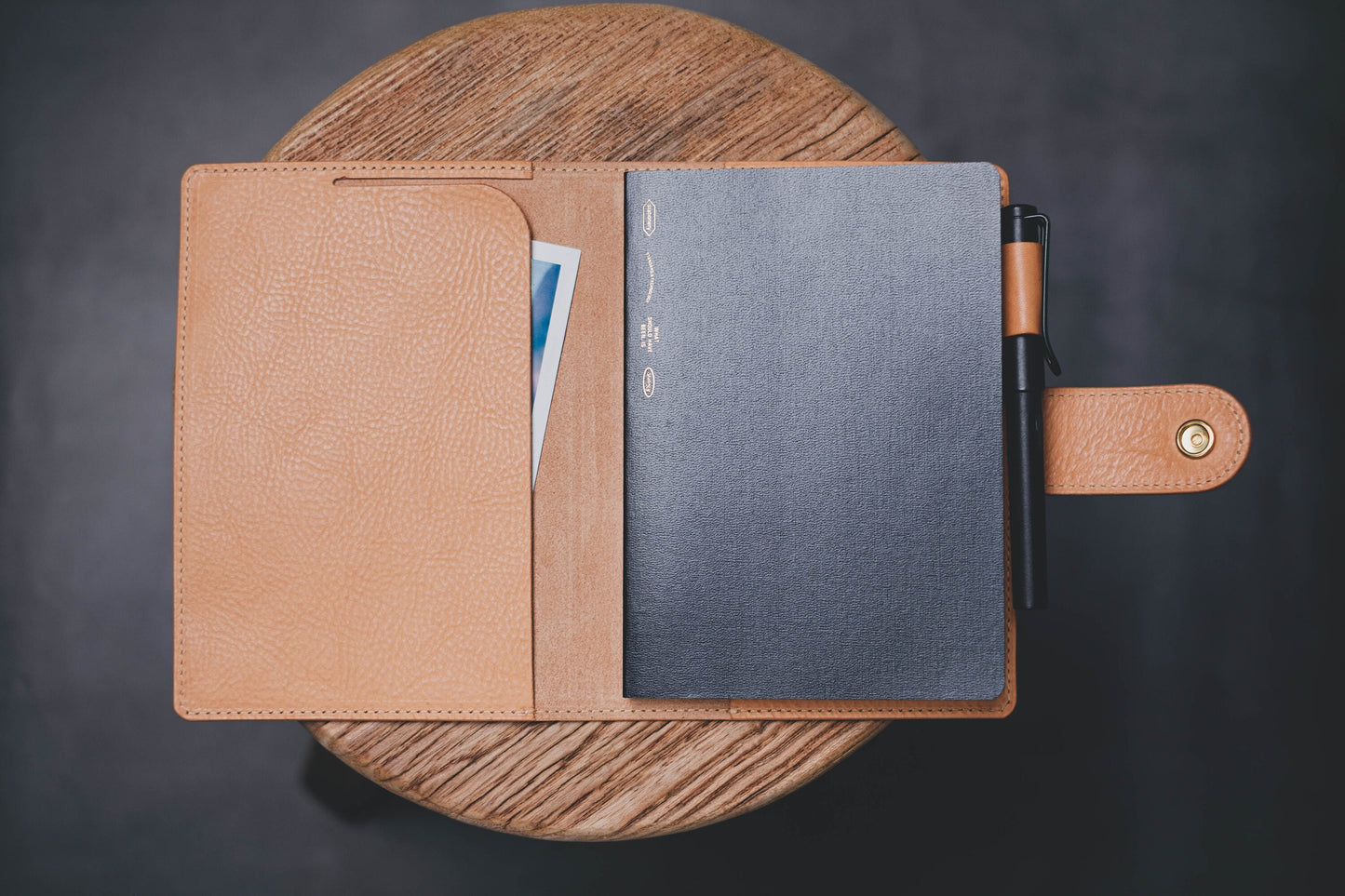 6 COLORS - B6/Stalogy Snap Closure Pebbled Leather Notebook Cover