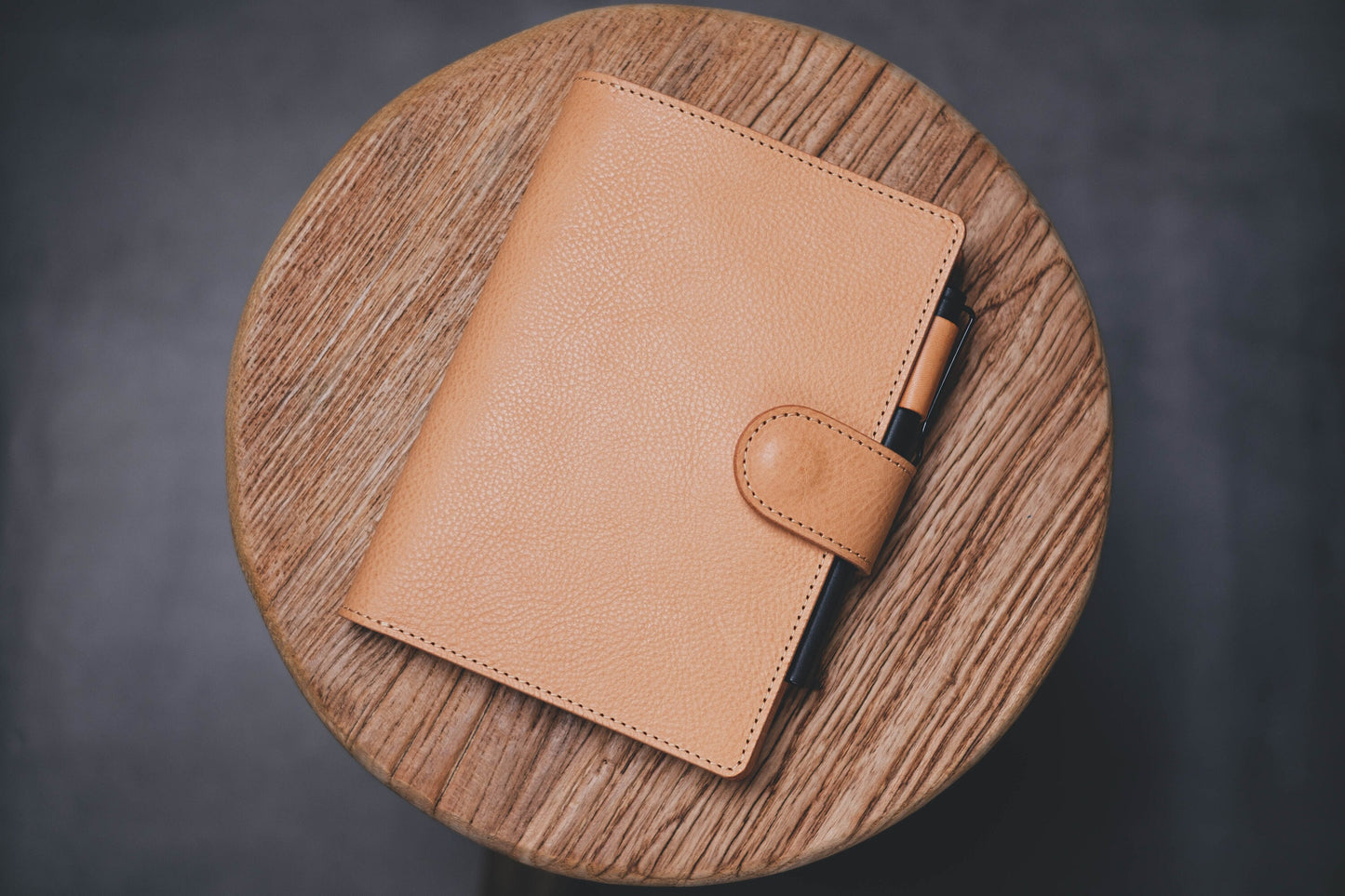 6 COLORS - B6/Stalogy Snap Closure Pebbled Leather Notebook Cover