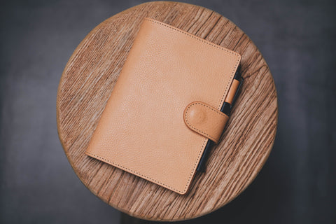 6 COLORS - B6/Stalogy Natural Snap Closure Pebbled Leather Notebook Cover