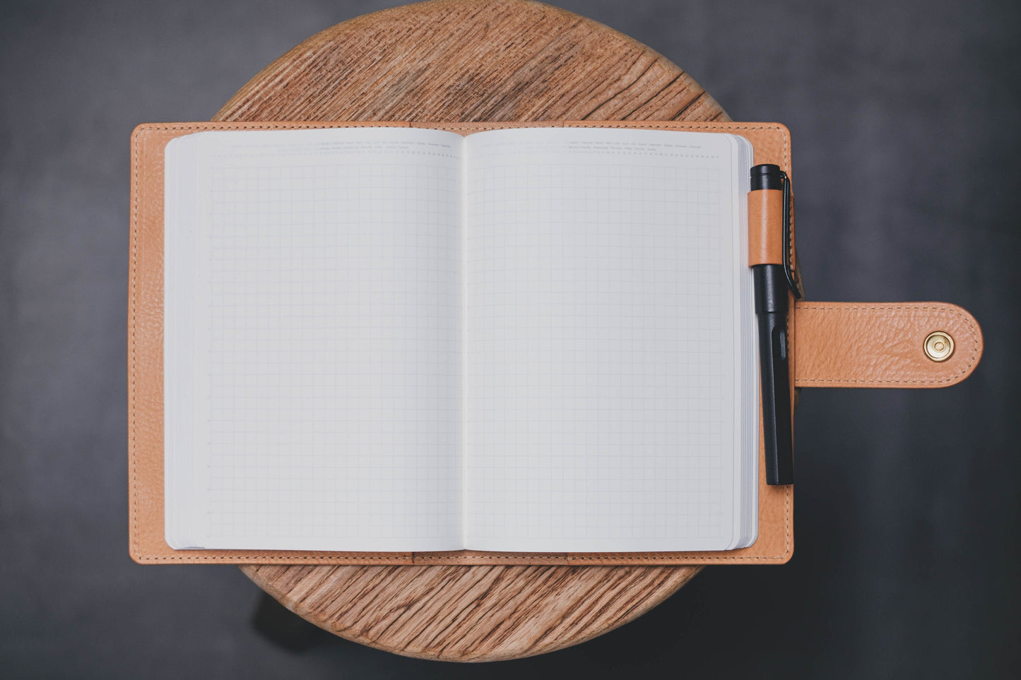 6 COLORS - B6/Stalogy Snap Closure Pebbled Leather Notebook Cover