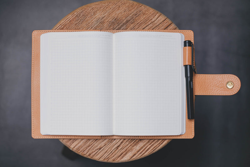6 COLORS - B6/Stalogy Snap Closure Pebbled Leather Notebook Cover