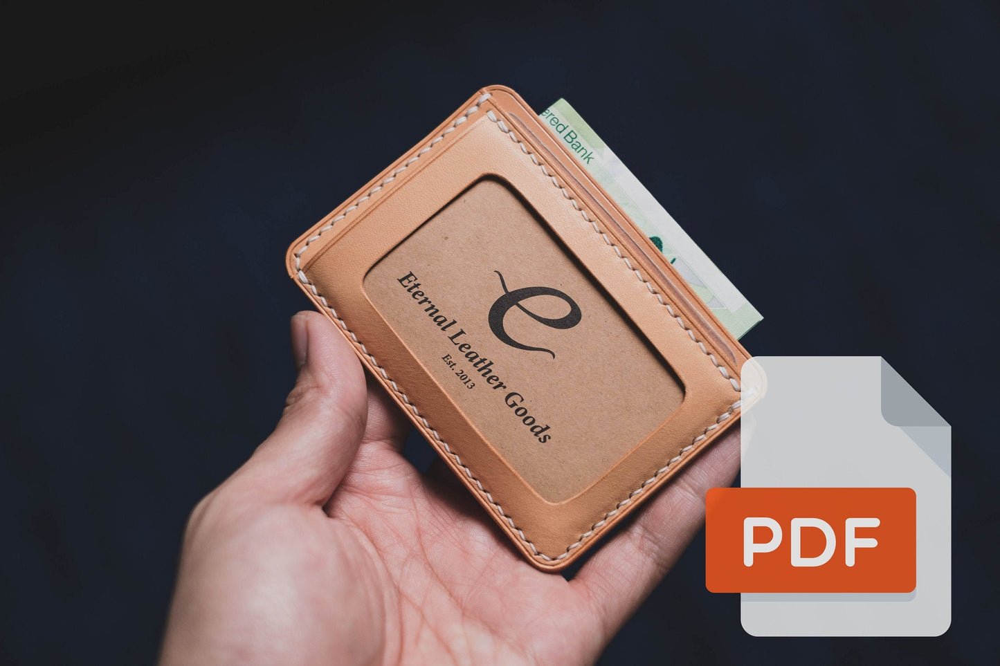 Modèle PDF n° 14 pour portefeuille porte-cartes d'identité en cuir - Patron numérique pour maroquinerie - Formats A4 et Lettre