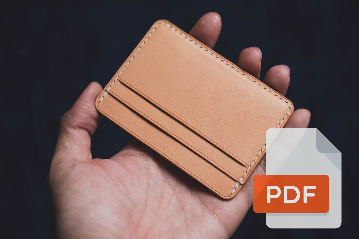 Modèle PDF n° 14 pour portefeuille porte-cartes d'identité en cuir - Patron numérique pour maroquinerie - Formats A4 et Lettre