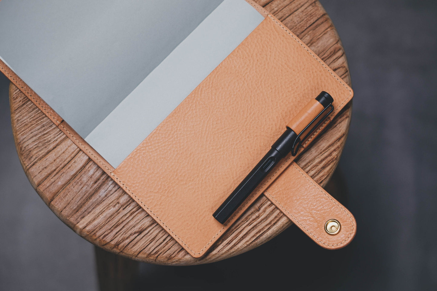 6 COLORS - B6/Stalogy Snap Closure Pebbled Leather Notebook Cover