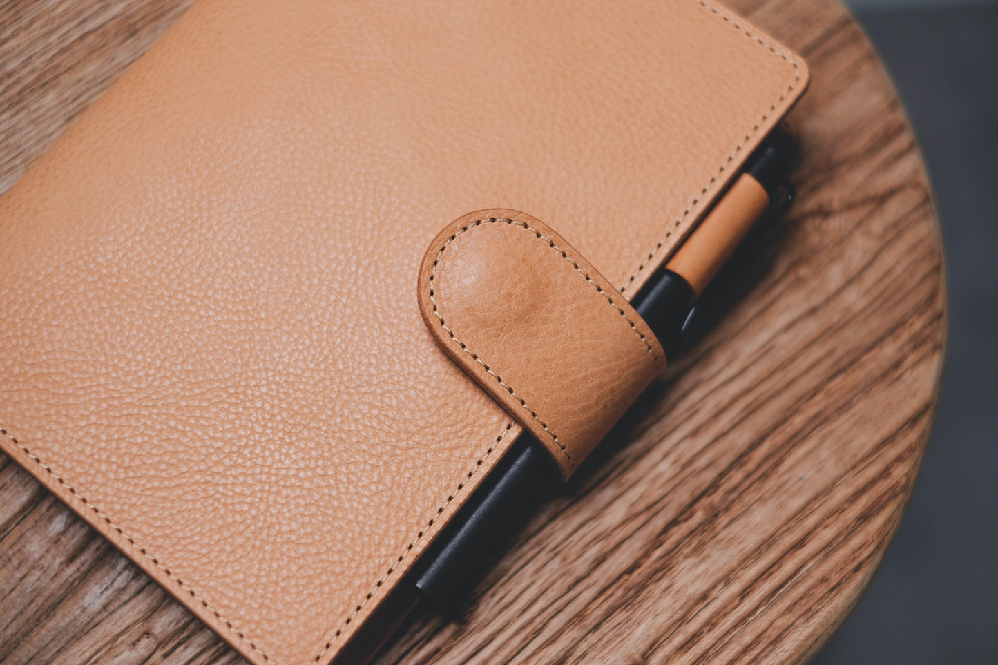 6 COLORS - B6/Stalogy Snap Closure Pebbled Leather Notebook Cover