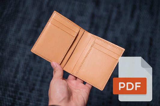 Vertikales Bifold Wallet PDF Template Set Nr. 17 - Digitales Lederverarbeitungsmuster - A4 &amp; Letter Size