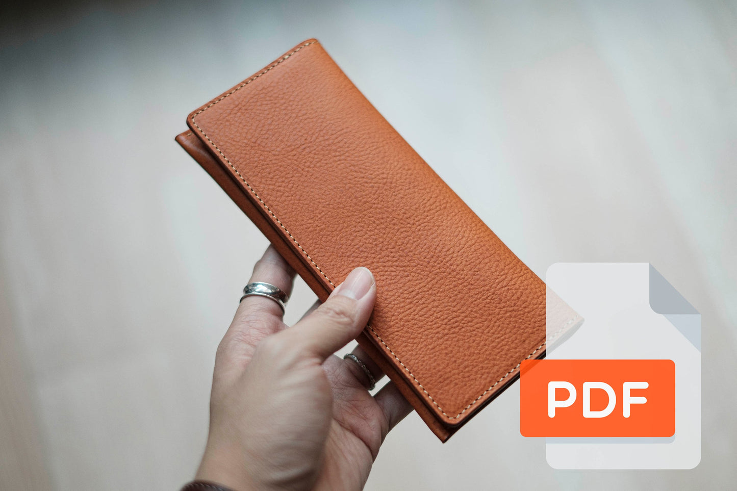 Modèle PDF de portefeuille long en cuir n° 18 - Patron numérique pour maroquinerie - Formats A4 et Lettre