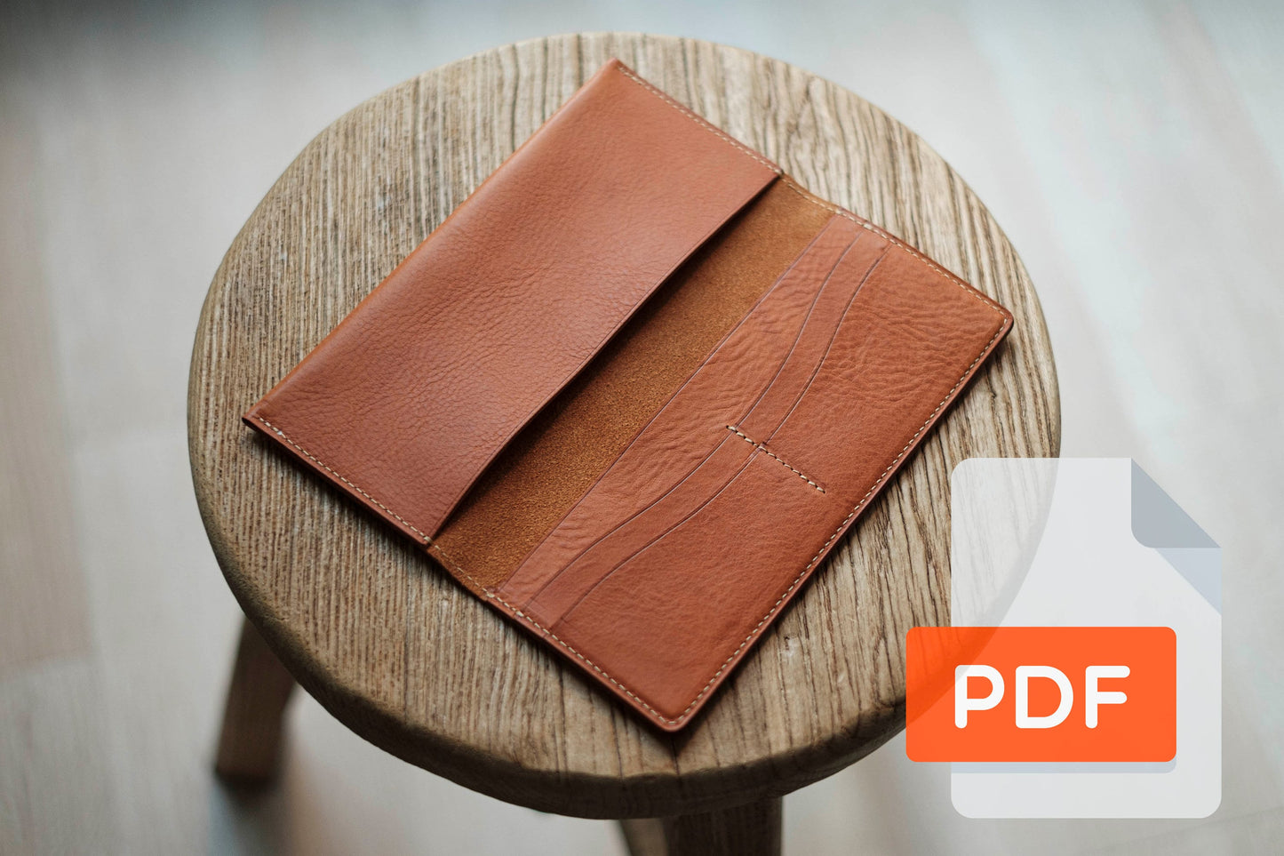 Modèle PDF de portefeuille long en cuir n° 18 - Patron numérique pour maroquinerie - Formats A4 et Lettre