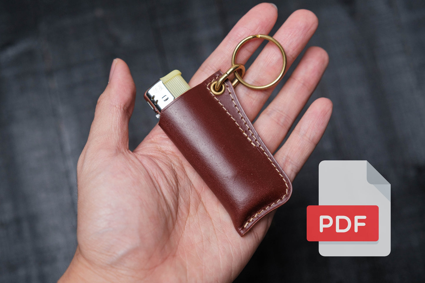 Modèle PDF pour étui à briquet/porte-clés en cuir n° 24 - Patron numérique pour maroquinerie - Formats A4 et Lettre