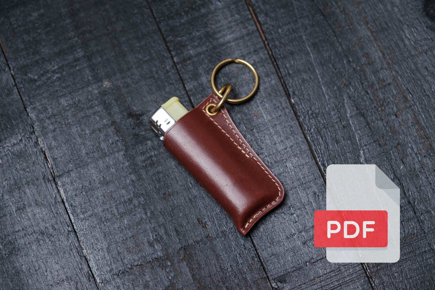 Modèle PDF pour étui à briquet/porte-clés en cuir n° 24 - Patron numérique pour maroquinerie - Formats A4 et Lettre