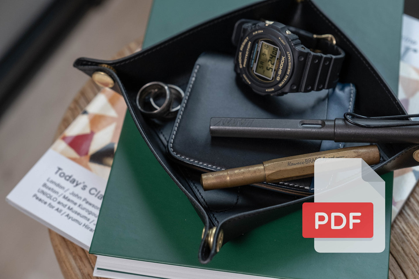 Modèle PDF de plateau de service en cuir matelassé n° 26 - Patron numérique pour le travail du cuir - Formats A4 et Lettre