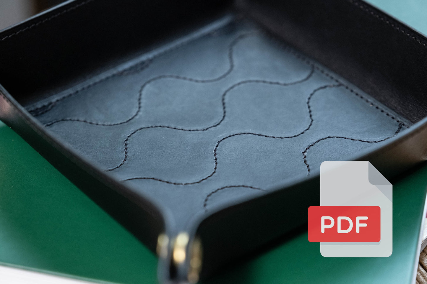 Modèle PDF de plateau de service en cuir matelassé n° 26 - Patron numérique pour le travail du cuir - Formats A4 et Lettre