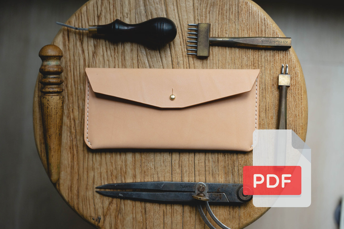 Modèle PDF n° 37 pour trousse à crayons et stylos en cuir - Patron numérique pour maroquinerie - Formats A4 et Lettre