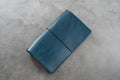 Navy Blue Buttero Leather Traveler's Notebook Cover with black elastic