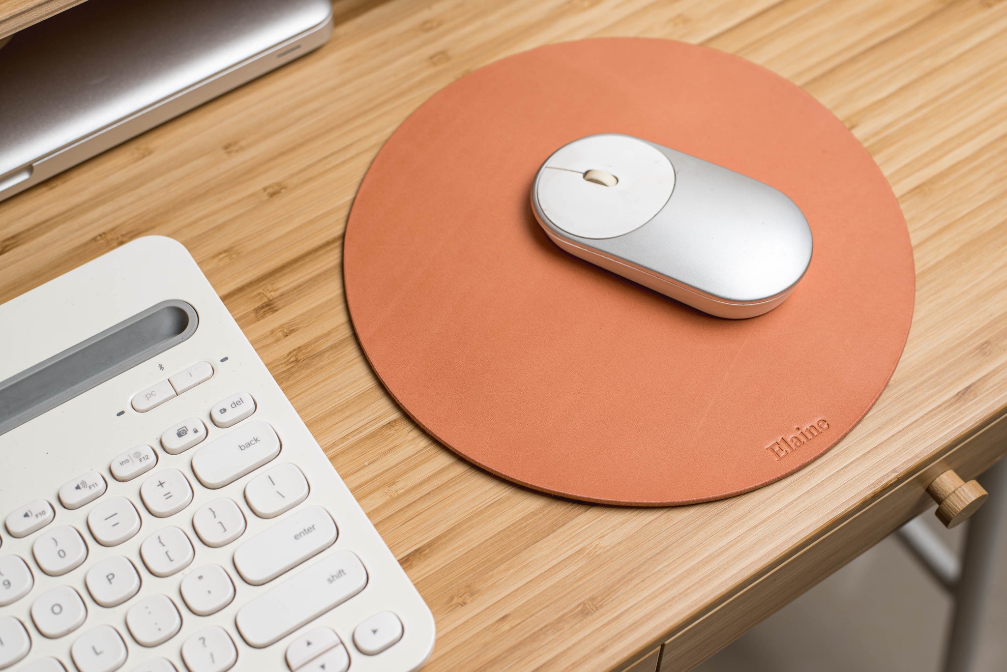 12 COLORS - Pink Round Buttero Leather Mouse Pad