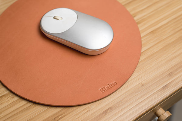12 COLORS - Pink Round Buttero Leather Mouse Pad