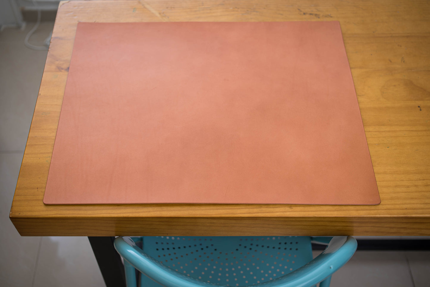 12 FARBEN - Karamellfarbenes Buttero-Leder-Schreibtisch-/Tastatur- und Mauspad