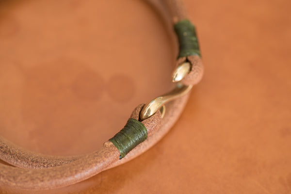 CUSTOMIZABLE - Natural Vegetable-tanned Leather Double Wrap Cord S Hook Bracelet