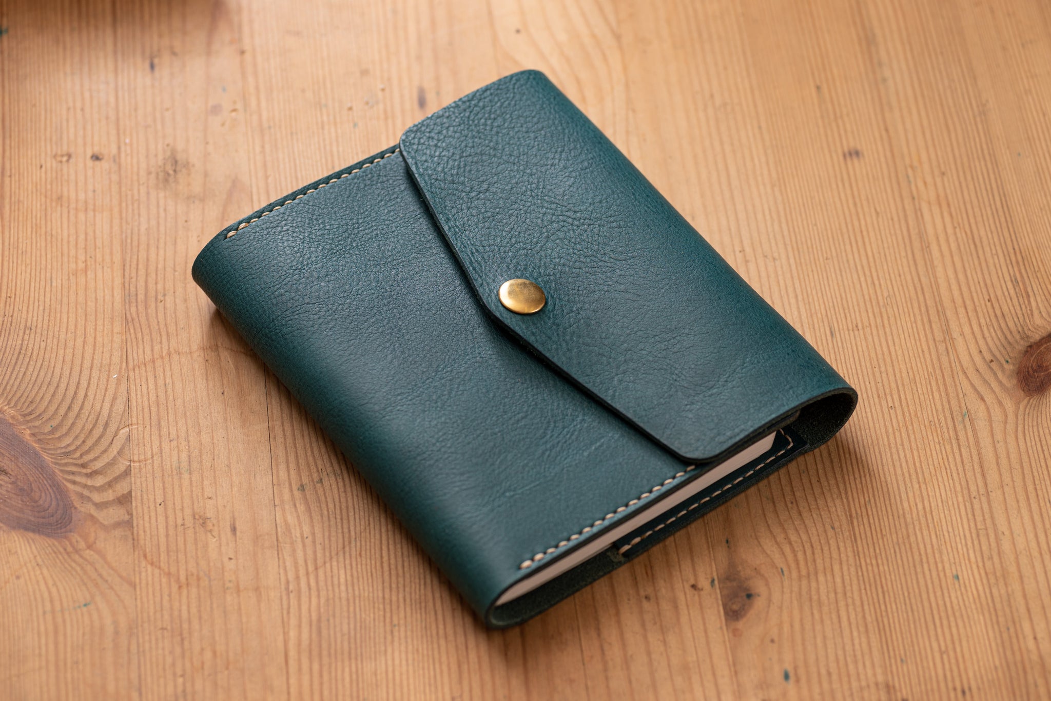 6 COLORS - A6/Hobonichi/Midori MD Navy Blue Trifold Pebbled Leather Notebook Cover - Eternal Leather Goods