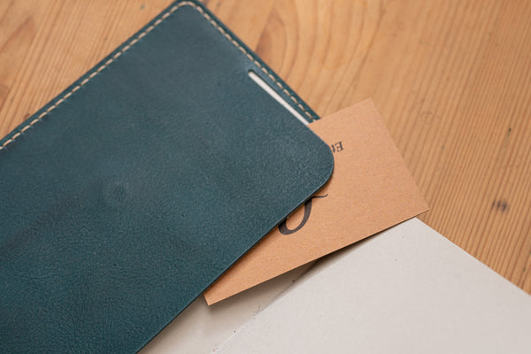 6 COLORS - A6/Hobonichi/Midori MD Navy Blue Trifold Pebbled Leather Notebook Cover - Eternal Leather Goods