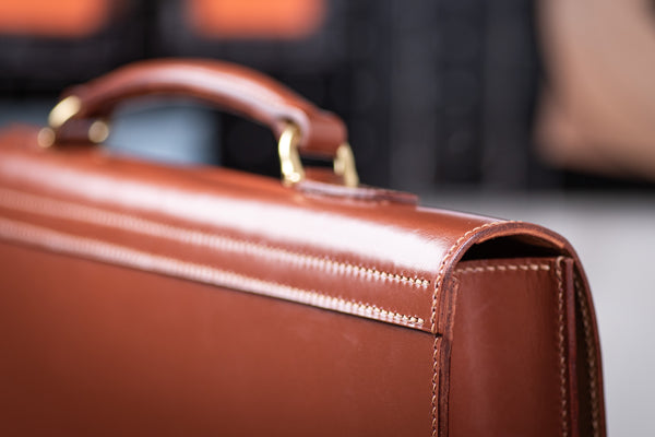 Brown English Bridle Leather Briefcase - Eternal Leather Goods