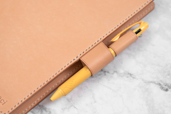 A5/Hobonichi Cousin/Seven Seas Natural Leather Interlocking Pen Loop closure Notebook Cover with card pockets