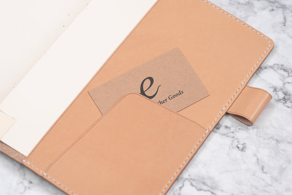 A5/Hobonichi Cousin/Seven Seas Natural Leather Interlocking Pen Loop closure Notebook Cover with card pockets