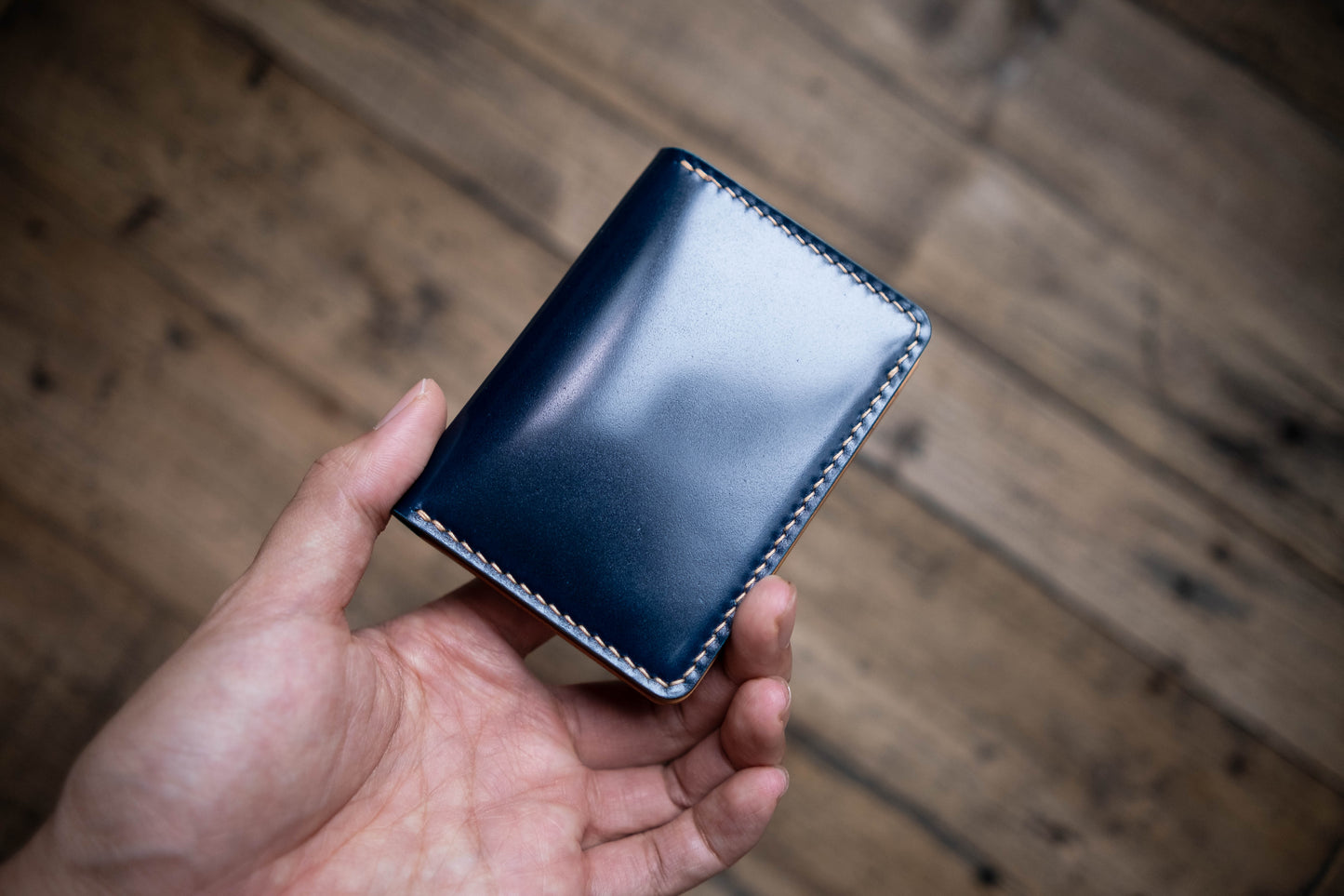 7 COLORS- Shell Cordovan & Natural Vegetable-tanned Leather 4-Slot Vertical Card Wallet