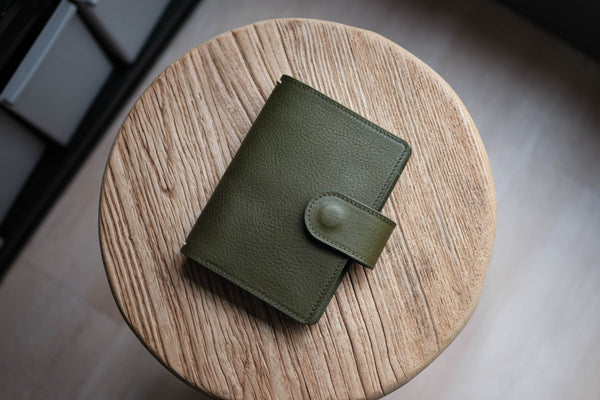 ALL SIZES - Olive Green Pebbled Leather Stitched Traveler's Notebook w/ Strap Closure (No inserts included)