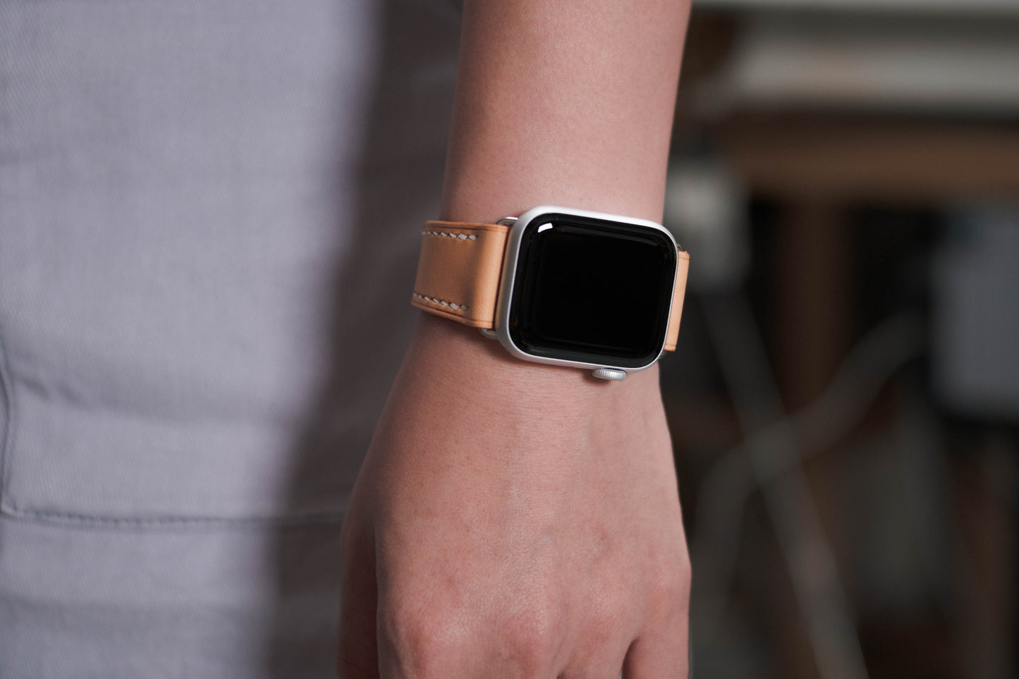 Bracelet de montre basique en cuir naturel pour Apple Watch